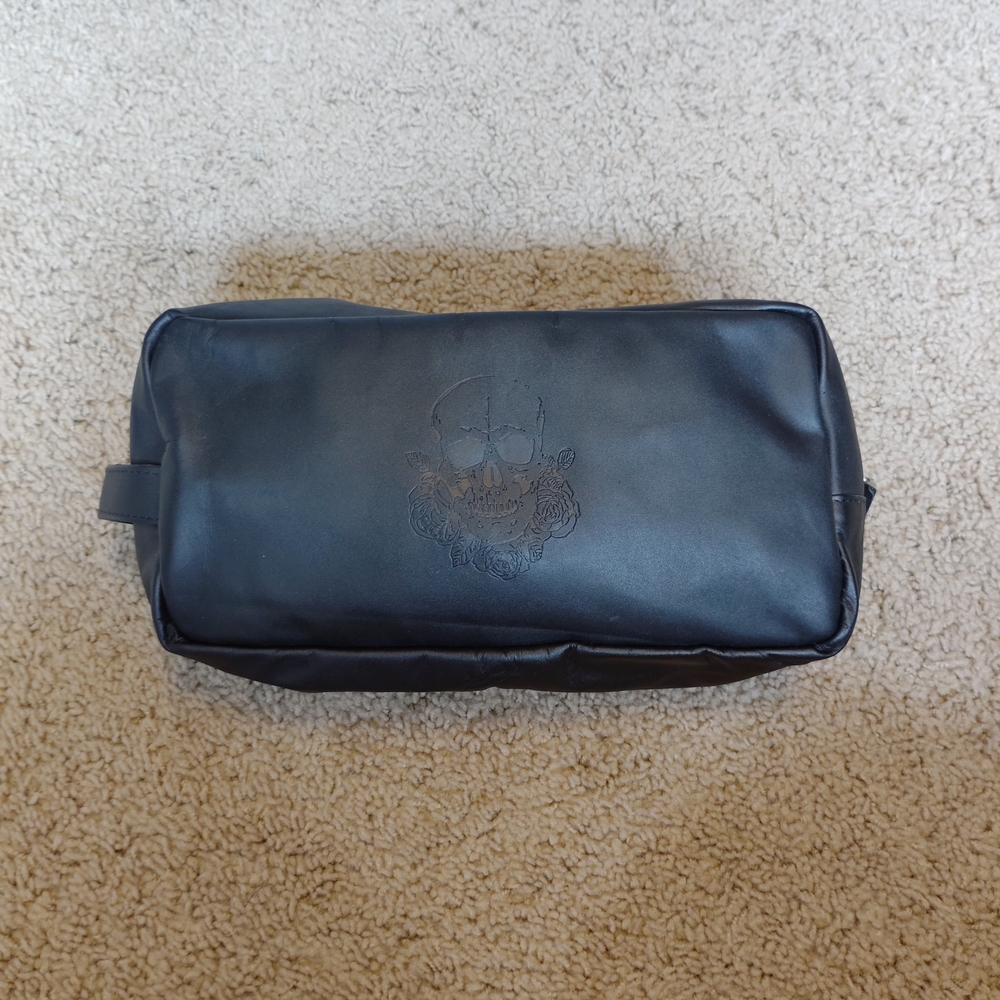 Black Skull Imprint Cosmetic Bag